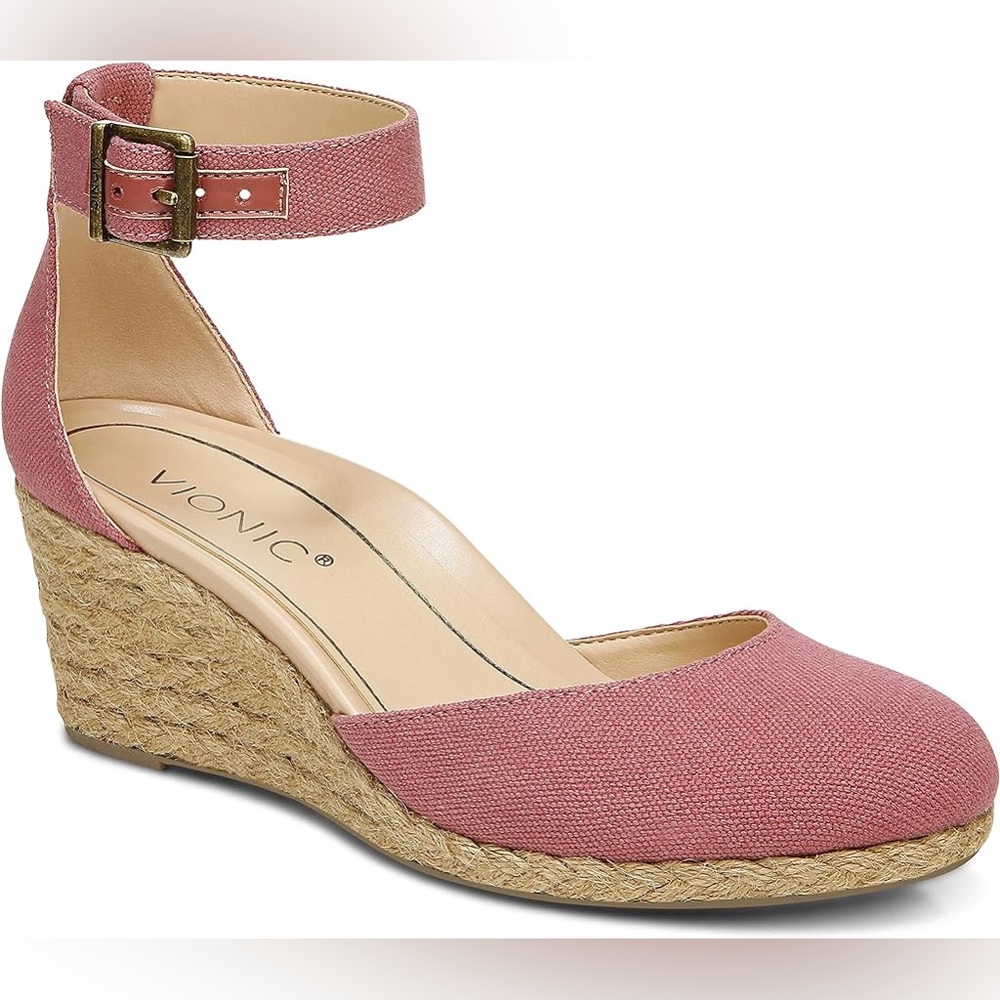 Vionic wedge sandals pink mauve color EUC